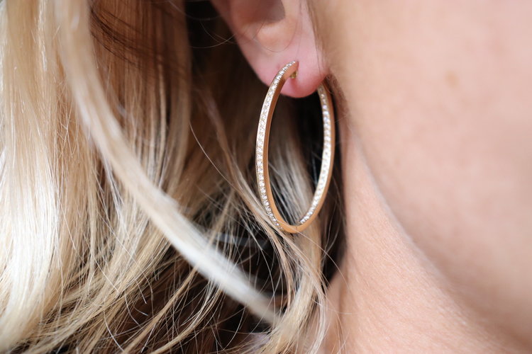 Elements by E79 Yellow Gold Oval Inside Outside Oval Hoops