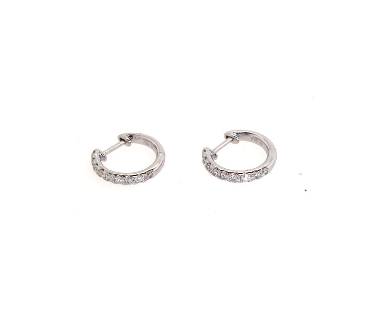 Elements by E79 White Gold Diamond Huggie Earrings
