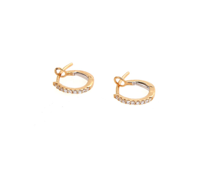 Elements by E79 Mini Yellow Gold Diamond Huggie Earrings