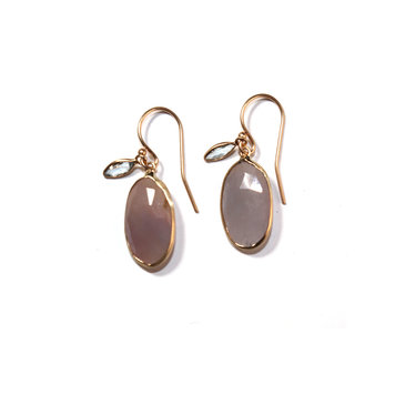 Margaret Solow Pink Sapphire with Aqua Marine Marquise  Earrings