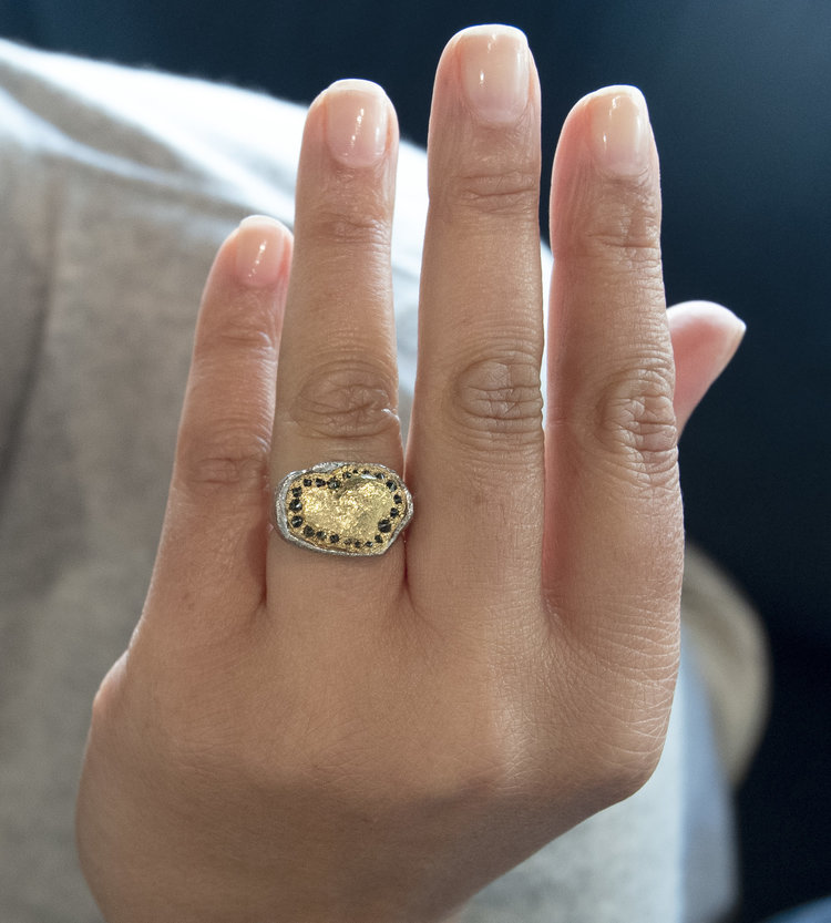 TAP 18k Yellow Gold Inverted Black Diamond Ring