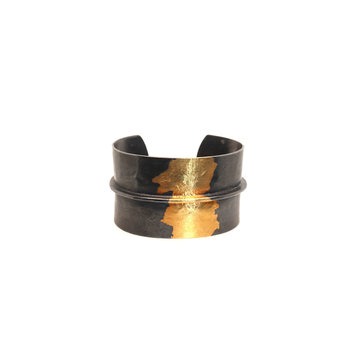 CFJ Fusion Gold and Oxidized Silver Horizontal Cuff