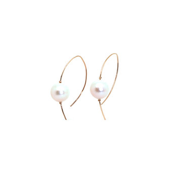 Elements by E79 Large Single Pearl Wire Drop Earrings