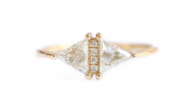 Artemer Vintage Diamond Triangle Ring - Delicate geometric engagement ring