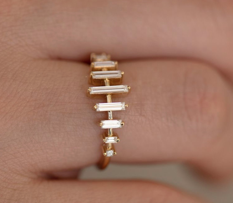 Artemer Spaced Needle Baguette Diamond Ring