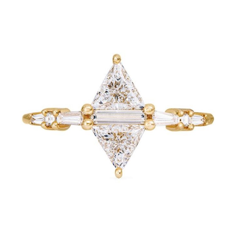 Artemer Geometric Engagement Ring with Triangle and Baguette Diamonds