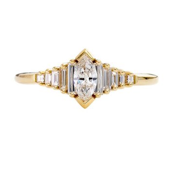 Artemer Dainty Deco Engagement Ring with Marquise Diamond