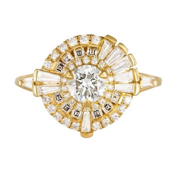 Artemer Diamond Step Ring with Asymmetric Frills