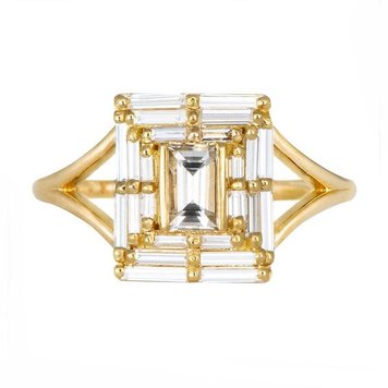 Artemer Baguette Diamond Temple Ring