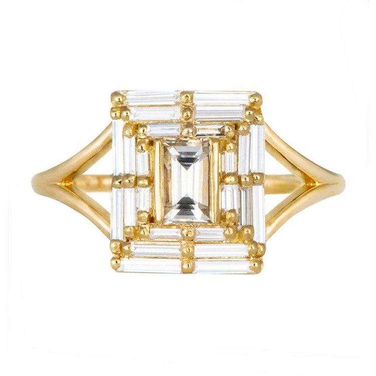 Artemer Baguette Diamond Temple Ring