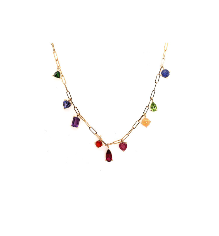 M. Spalten Nine Stone Rainbow Gemfetti Necklace
