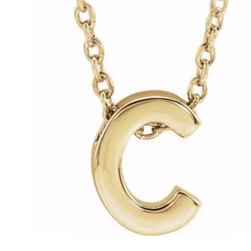 Elements by E79 Initial C Petite Yellow Gold Slide Necklace