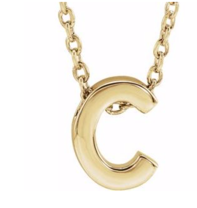 Elements by E79 Initial C Petite Yellow Gold Slide Necklace
