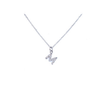 Elements by E79 Initial M Petite White Gold Diamond Necklace