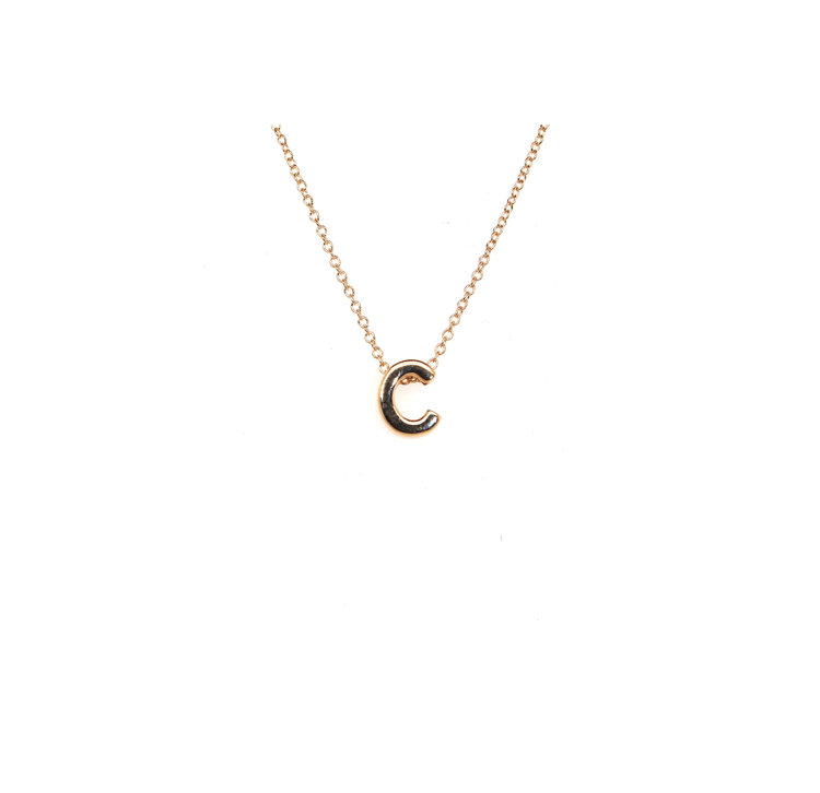 Elements by E79 Initial C Petite Yellow Gold Slide Necklace