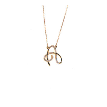Elements by E79 Initial A Diamond Yellow Gold Necklace