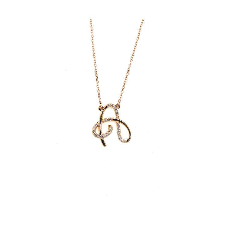 Elements by E79 Initial A Diamond Yellow Gold Necklace