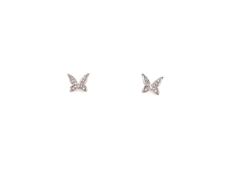 Elements by E79 Butterfly Diamond White Gold Single Stud Earring