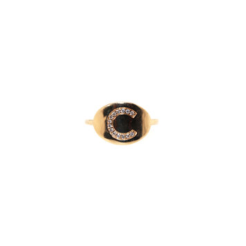 Elements by E79 Initial C Yellow Gold Diamond Ring