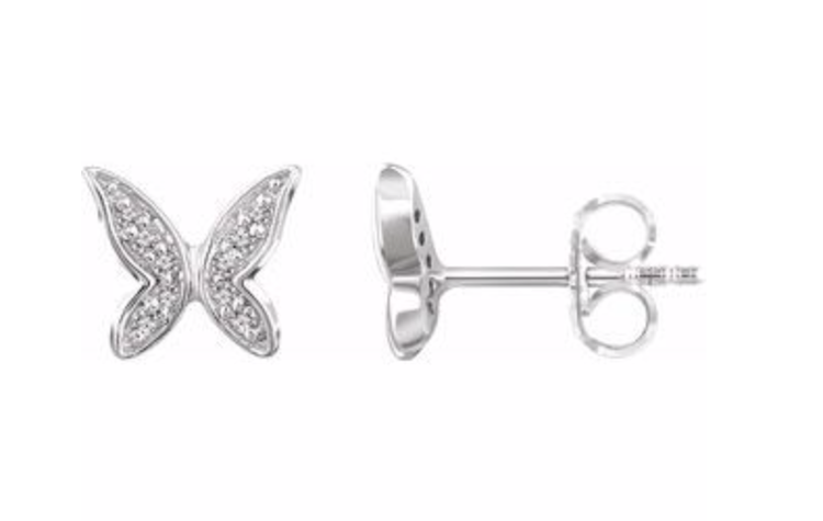 Elements by E79 Butterfly Diamond White Gold Single Stud Earring