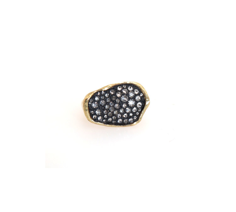 TAP Irregular Shaped 18k and Oxidized Silver Diamond Ring
