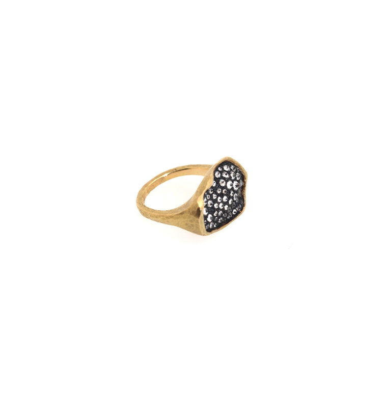 TAP Irregular Shaped 18k and Oxidized Silver Diamond Ring