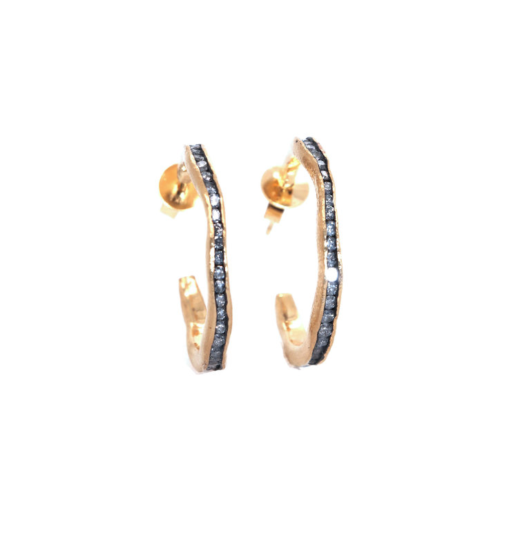 TAP Large Irregular Channel Set Diamond Set Earrings