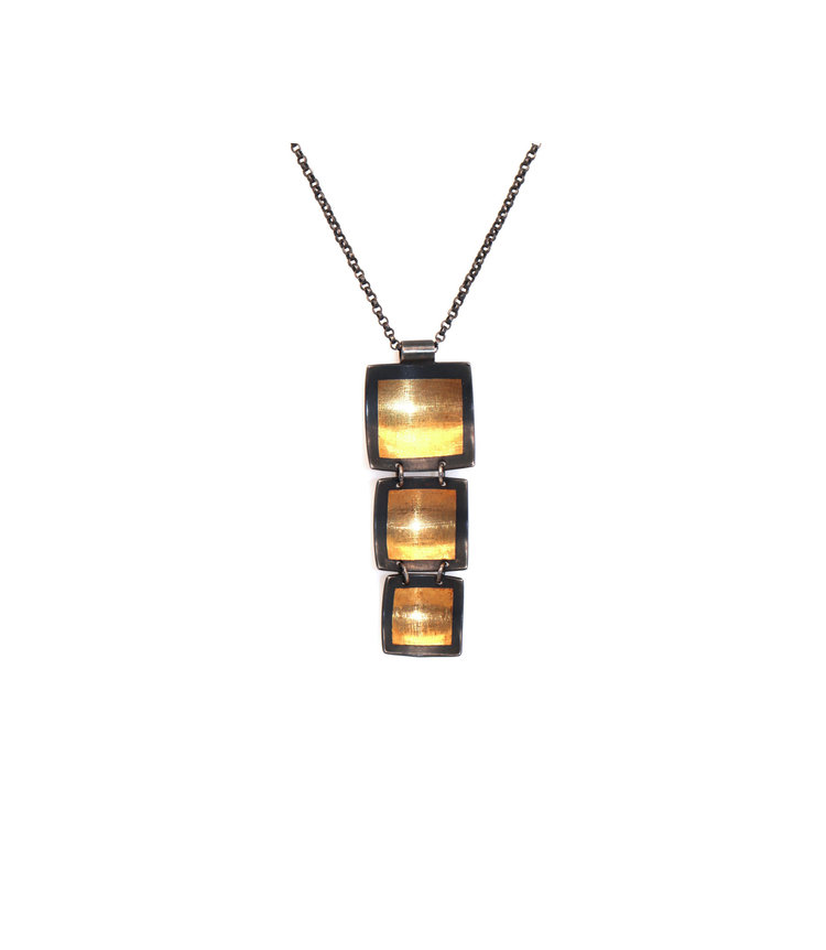 CFJ Fusion Gold and Oxidized Silver Graduated Pendant Necklace