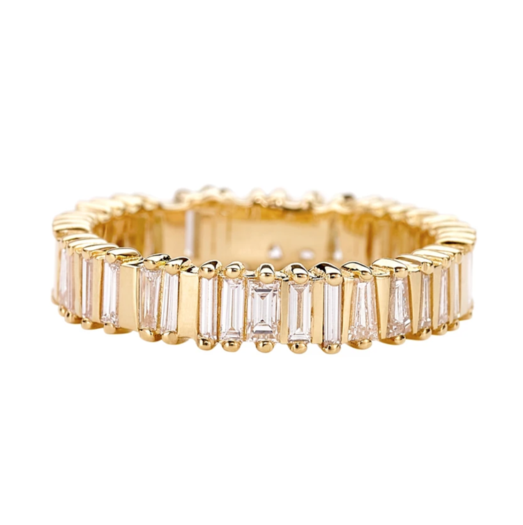 Artemer Bridge Eternity Band with Baguette and Trapeze Cut Diamonds