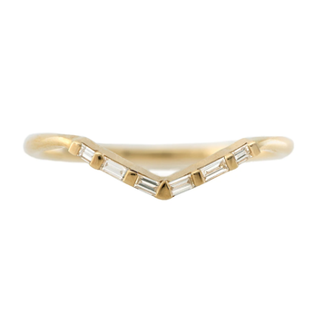 Artemer Chevron Wedding Ring with Baguette Diamonds