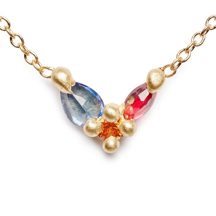 Polly  Wales Rainbow Sapphire Floret Necklace
