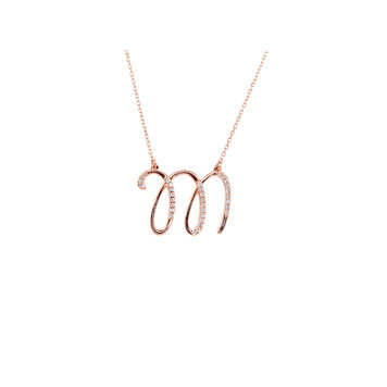 Elements by E79 Initial M Diamond Rose Gold Necklace