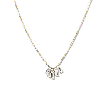 TAP Five Free Set Baguette Diamond Yellow Gold Necklace