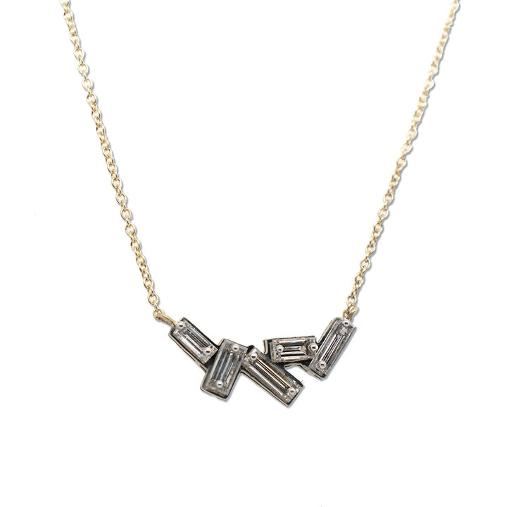 TAP Pin Set Baguette Diamond Necklace