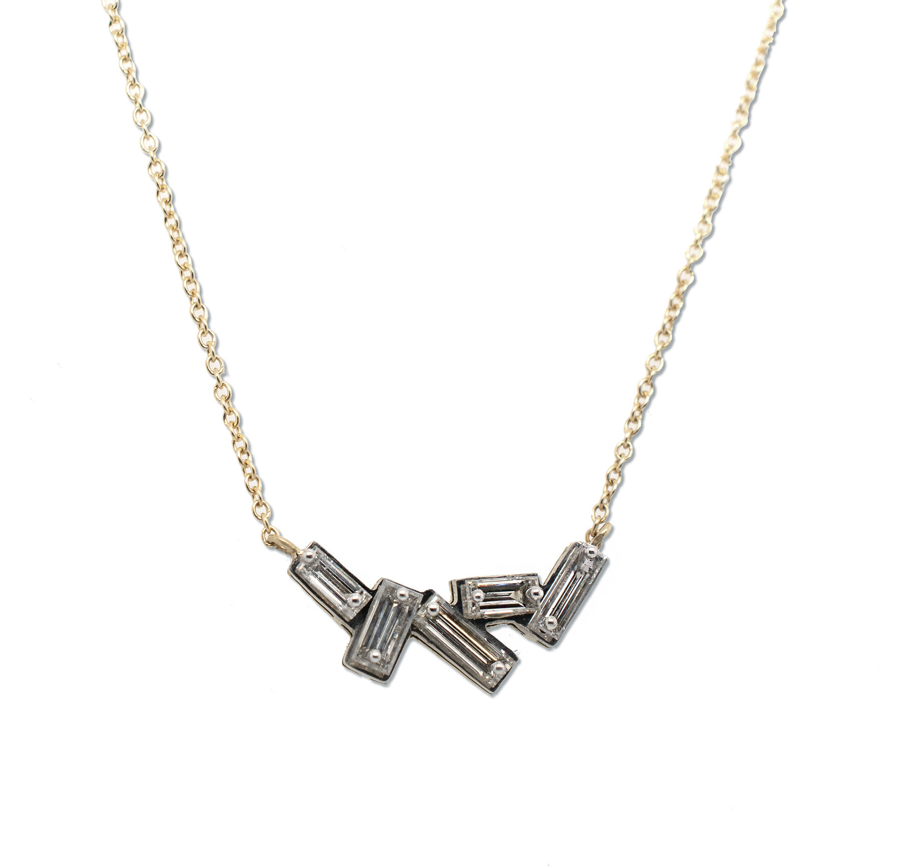 Pin Set Baguette Diamond Necklace