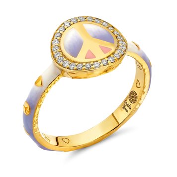 Buddha Mama Ombre Enamel Peace Sign Ring