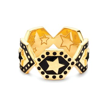 Buddha Mama Black Enamel Star 20K Gold Shield Band