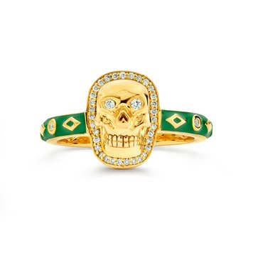 Buddha Mama Gold Skull and Skinny Kelley Green Enamel