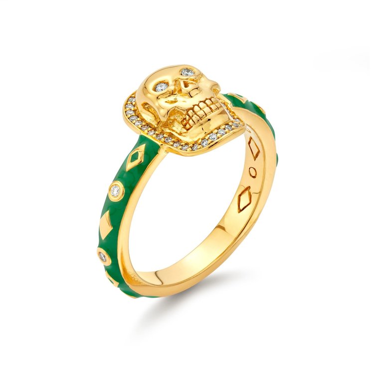 Buddha Mama Gold Skull and Skinny Kelley Green Enamel