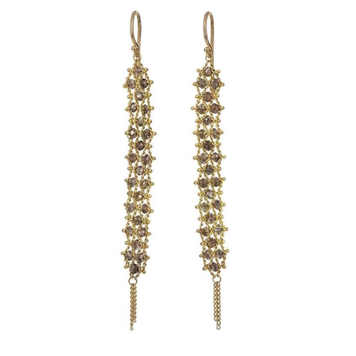 Amali Long Champagne Diamond Textile Earrings