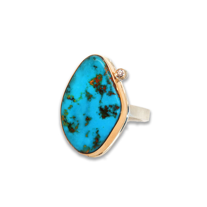 Jamie Joseph  Oval Sky Blue Topaz Silver and Gold Ring at Voiage
