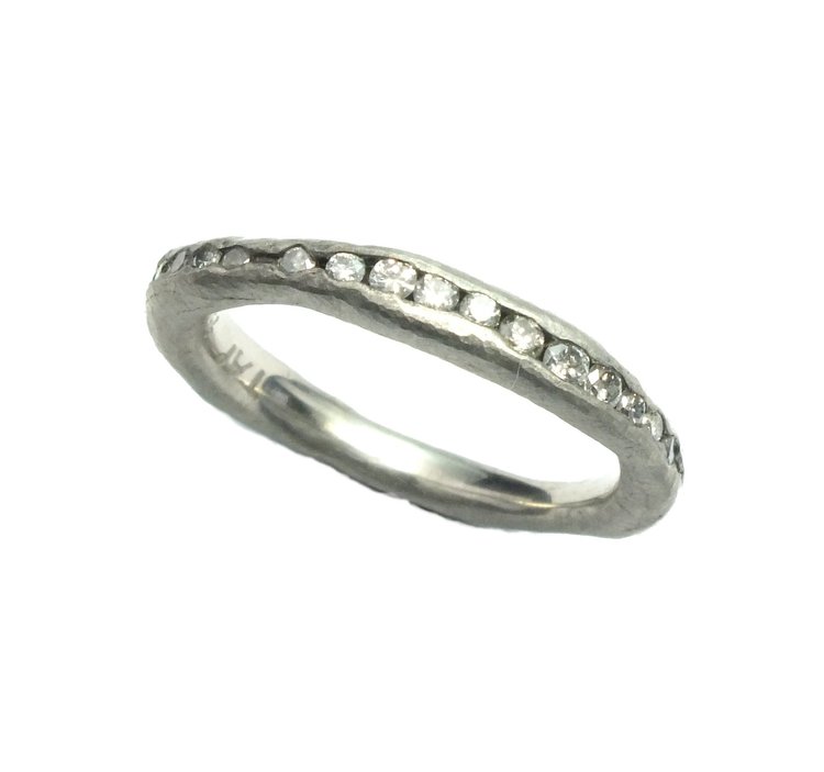 TAP Irregular Channel Set Sterling Silver Diamond Band