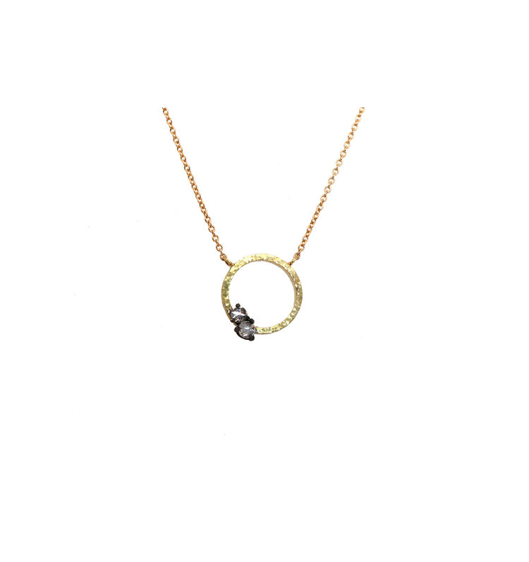 TAP Gold Circle Diamond Pendant Necklace