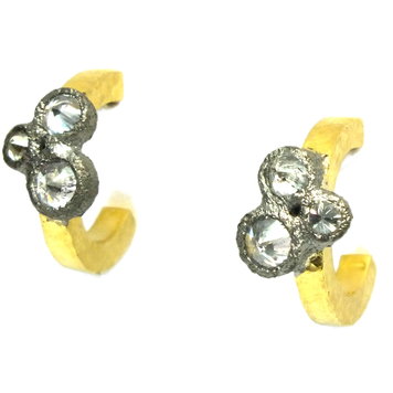 TAP Three Inverted Diamond Hoop Earrings