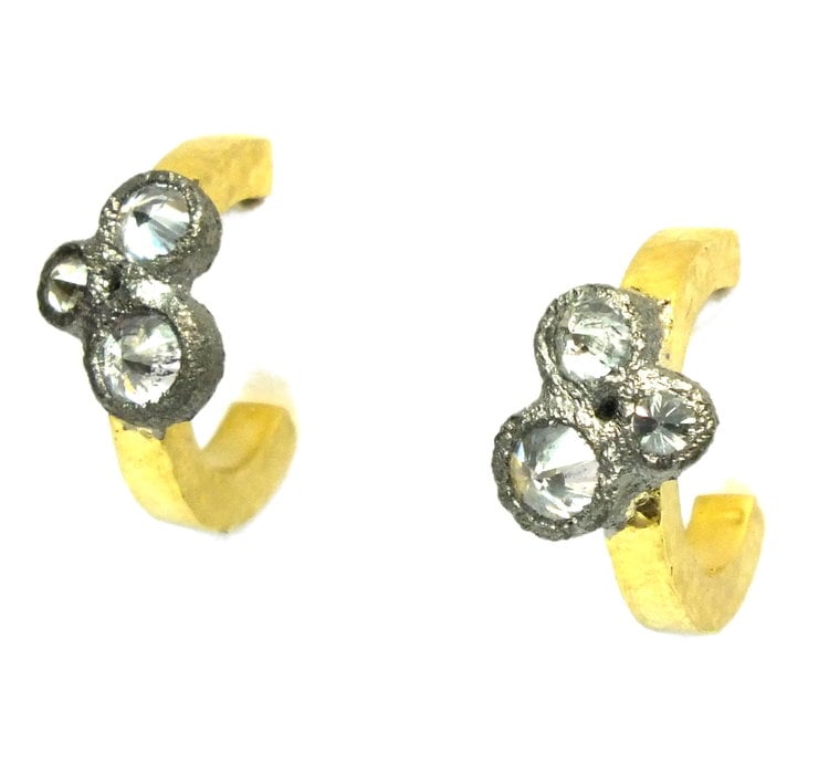 TAP Three Inverted Diamond Hoop Earrings