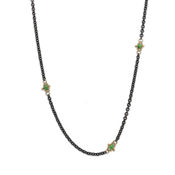 Amali Emerald Textile Multi Station Oxidized Necklace