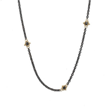 Amali Black Diamond Textile Station Oxidized Necklace