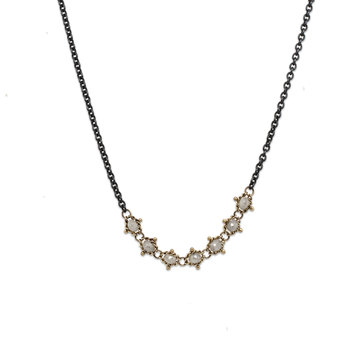 Amali Silver Diamond Textile Station Oxidized Necklace