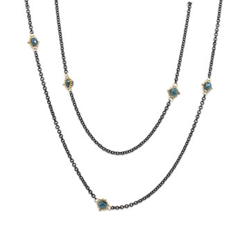 Amali Blue Diamond Textile Station Necklace