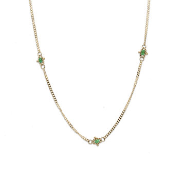 Amali Emerald Textile Multi Station Necklace